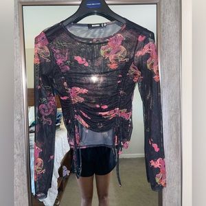 sheer scrunch crop top